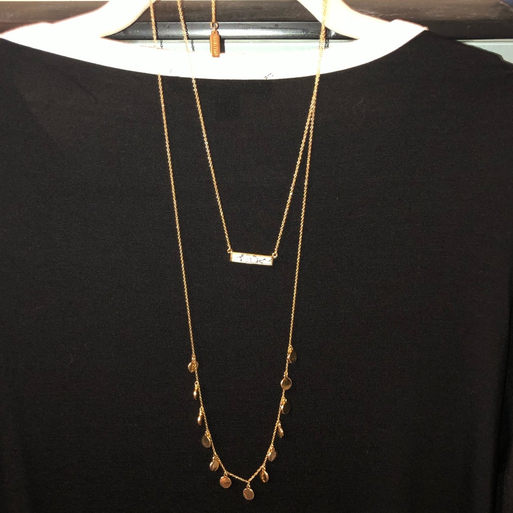 BaubleBar layered necklace with marble plate